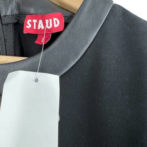 NEW Staud Dolce Long Sleeve Cutout Mini Dress Sz L Black - Picture 9 of 16